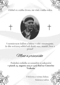 Spomienkové stránky a smútočné parte | Pohrebná služba Berino